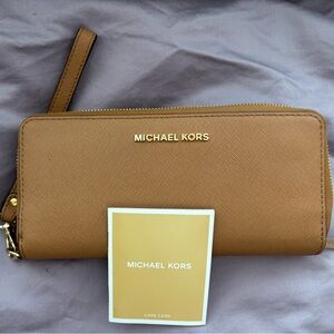 Michael Kors Tan Wallet with Gold Accents